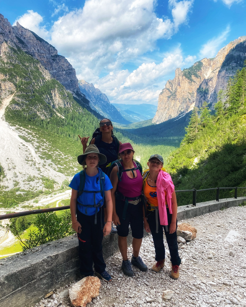 hiking in the dolomites in summer