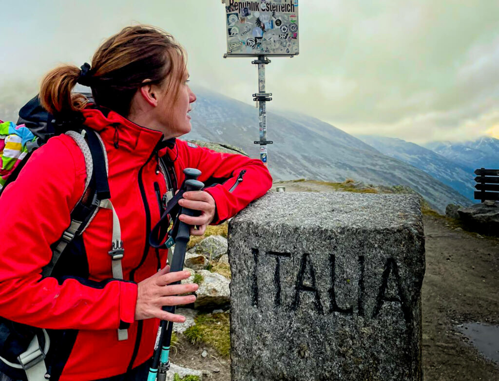woman hiking from austria to italy