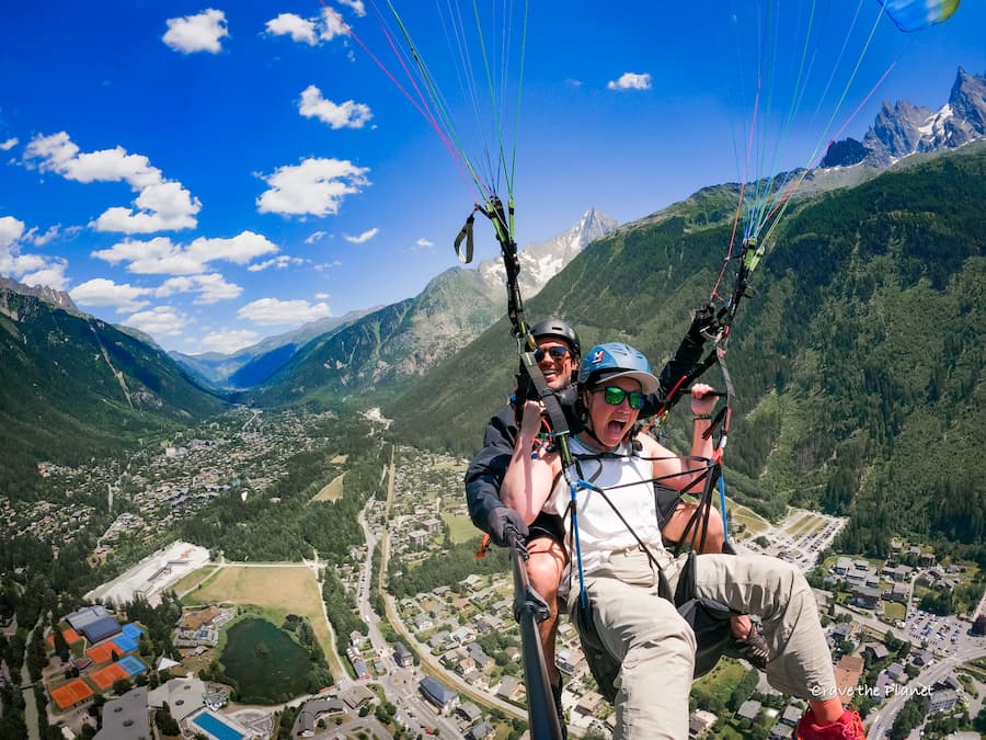 woman tandem paragliding