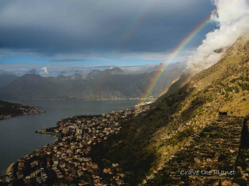 hiking in kotor montenegro rainbow