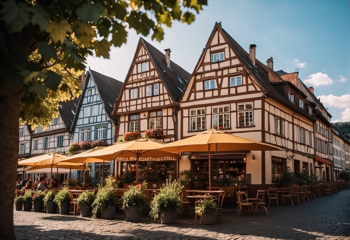 A picturesque town with charming architecture and scenic views along the Rhine River. The quaint streets are lined with cafes, shops, and cozy accommodations