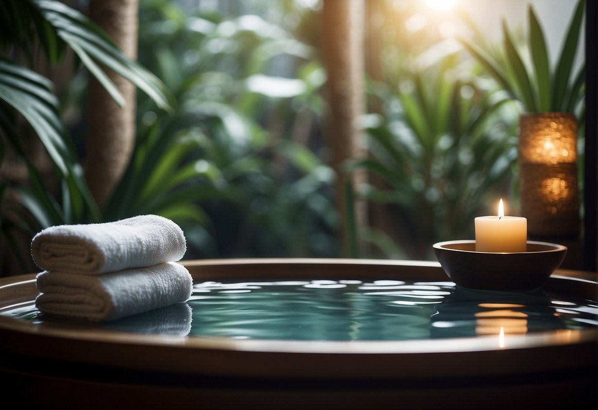 A serene spa with calming decor and soothing amenities, inviting visitors to unwind and rejuvenate