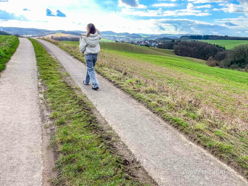 girl walking in german countryside